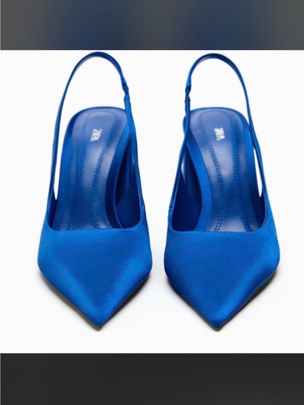 ZARA Cobalt Blue Pointed Slingback Heels - Picture 2 of 6